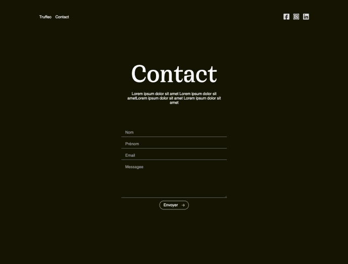 Page contact du site truffeo