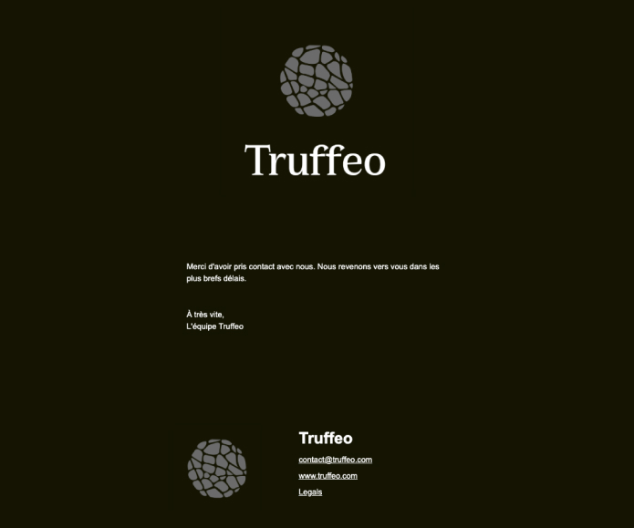 template de mail automatique du site truffeo